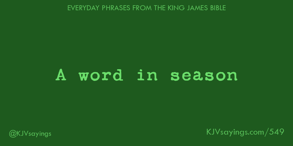 &ldquo;A word in season&rdquo;